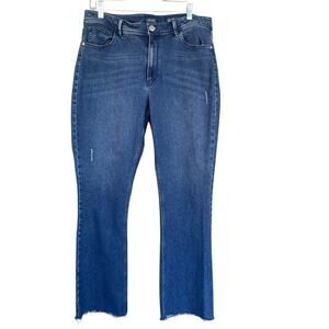 J Jill Kick Flare Jeans Womens 12 Tall Frayed Hem Ankle Stretch Denim Casual Pan
